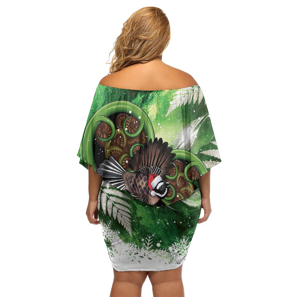 Piwakawaka New Zealand Christmas In July Family Matching Off Shoulder Short Dress and Hawaiian Shirt NZ Aroha Koru Fern Marble Vibes LT14 - Polynesian Pride