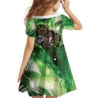 Piwakawaka New Zealand Christmas In July Family Matching Short Sleeve Bodycon Dress and Hawaiian Shirt NZ Aroha Koru Fern Marble Vibes LT14 - Polynesian Pride