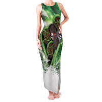 Piwakawaka New Zealand Christmas In July Family Matching Tank Maxi Dress and Hawaiian Shirt NZ Aroha Koru Fern Marble Vibes LT14 Mom's Dress Green - Polynesian Pride