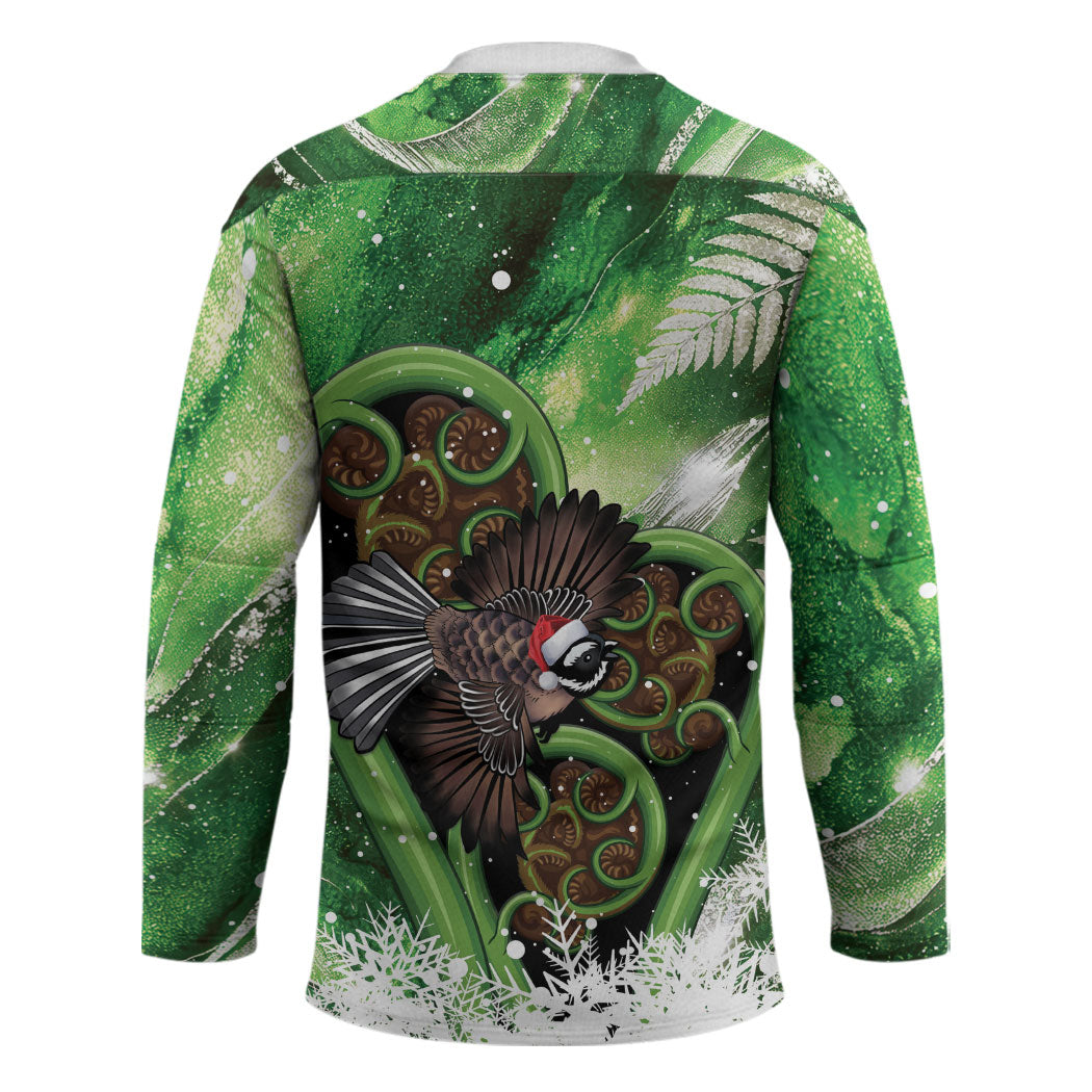Piwakawaka New Zealand Christmas In July Hockey Jersey NZ Aroha Koru Fern Marble Vibes LT14 - Polynesian Pride