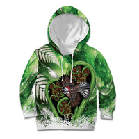 Piwakawaka New Zealand Christmas In July Kid Hoodie NZ Aroha Koru Fern Marble Vibes LT14 Hoodie Green - Polynesian Pride