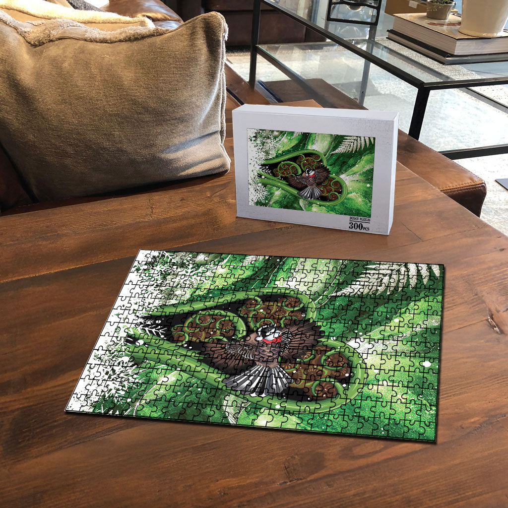 Piwakawaka New Zealand Christmas In July Puzzle NZ Aroha Koru Fern Marble Vibes LT14 - Polynesian Pride