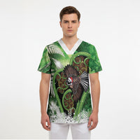 Piwakawaka New Zealand Christmas In July Scrub Top NZ Aroha Koru Fern Marble Vibes LT14 - Polynesian Pride
