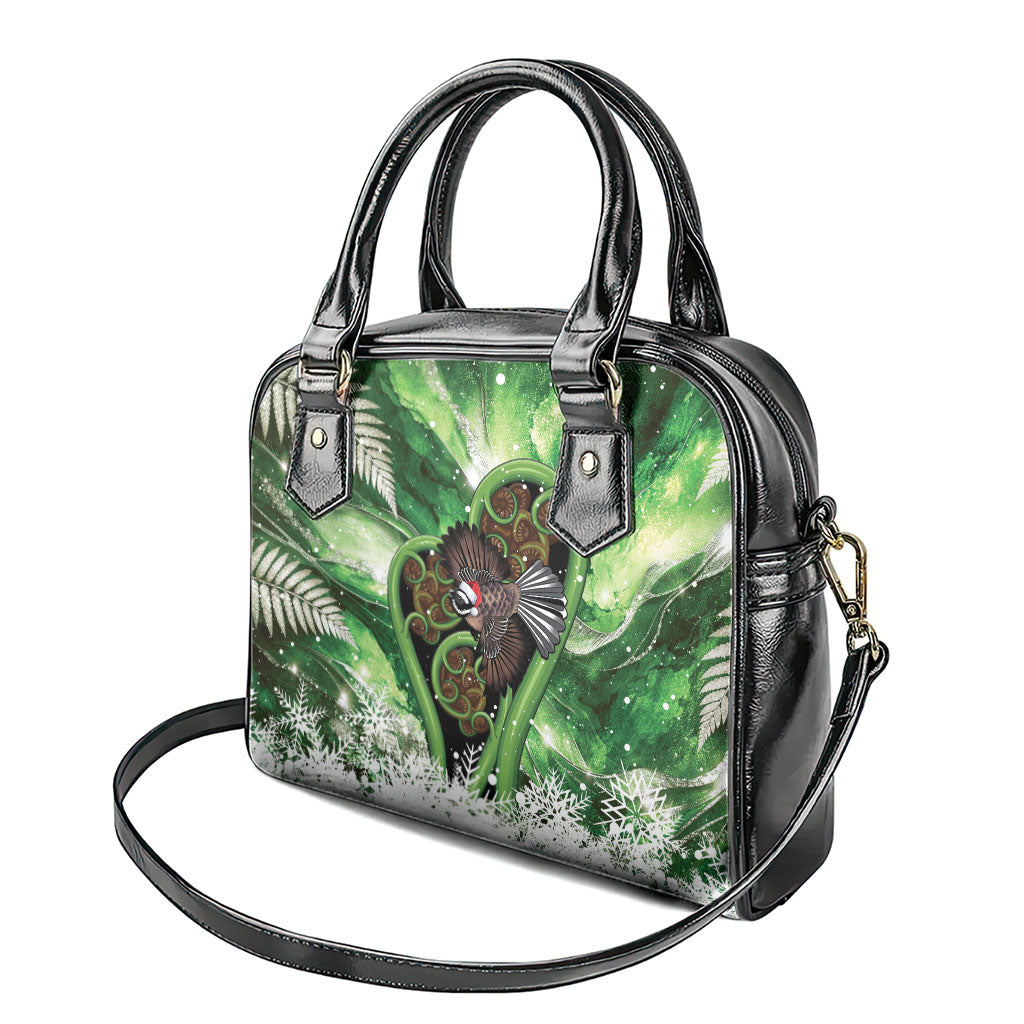 Piwakawaka New Zealand Christmas In July Shoulder Handbag NZ Aroha Koru Fern Marble Vibes LT14 - Polynesian Pride
