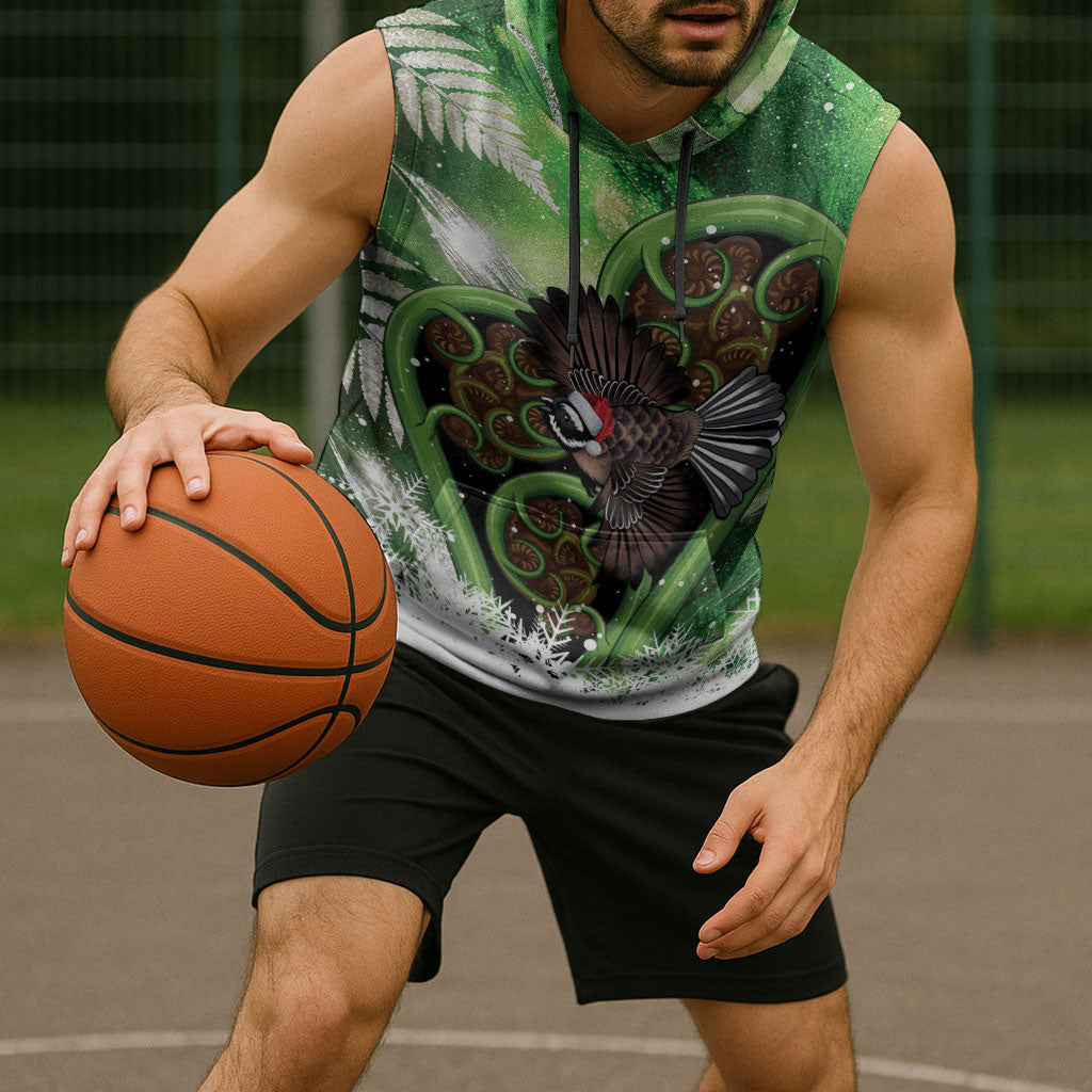Piwakawaka New Zealand Christmas In July Sleeveless Hoodie NZ Aroha Koru Fern Marble Vibes LT14 - Polynesian Pride