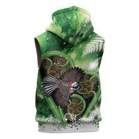 Piwakawaka New Zealand Christmas In July Sleeveless Zip Hoodie NZ Aroha Koru Fern Marble Vibes LT14 - Polynesian Pride