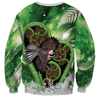 Piwakawaka New Zealand Christmas In July Sweatshirt NZ Aroha Koru Fern Marble Vibes LT14 - Polynesian Pride