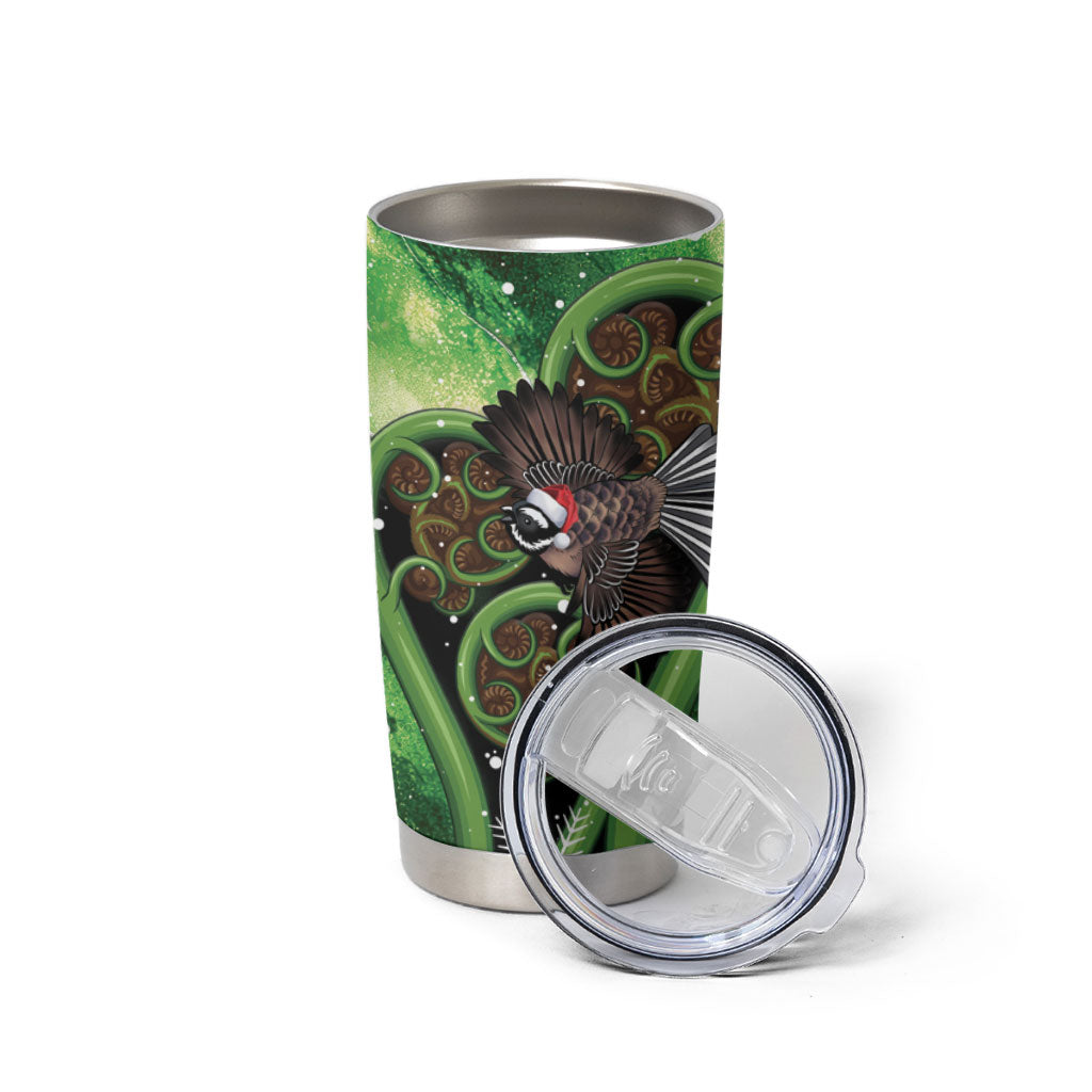 Piwakawaka New Zealand Christmas In July Tumbler Cup NZ Aroha Koru Fern Marble Vibes LT14 - Polynesian Pride