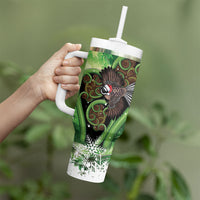 Piwakawaka New Zealand Christmas In July Tumbler With Handle NZ Aroha Koru Fern Marble Vibes LT14 - Polynesian Pride