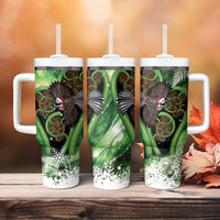 Piwakawaka New Zealand Christmas In July Tumbler With Handle NZ Aroha Koru Fern Marble Vibes LT14 - Polynesian Pride