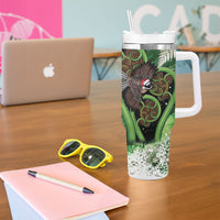 Piwakawaka New Zealand Christmas In July Tumbler With Handle NZ Aroha Koru Fern Marble Vibes LT14 - Polynesian Pride
