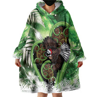 Piwakawaka New Zealand Christmas In July Wearable Blanket Hoodie NZ Aroha Koru Fern Marble Vibes LT14 - Polynesian Pride
