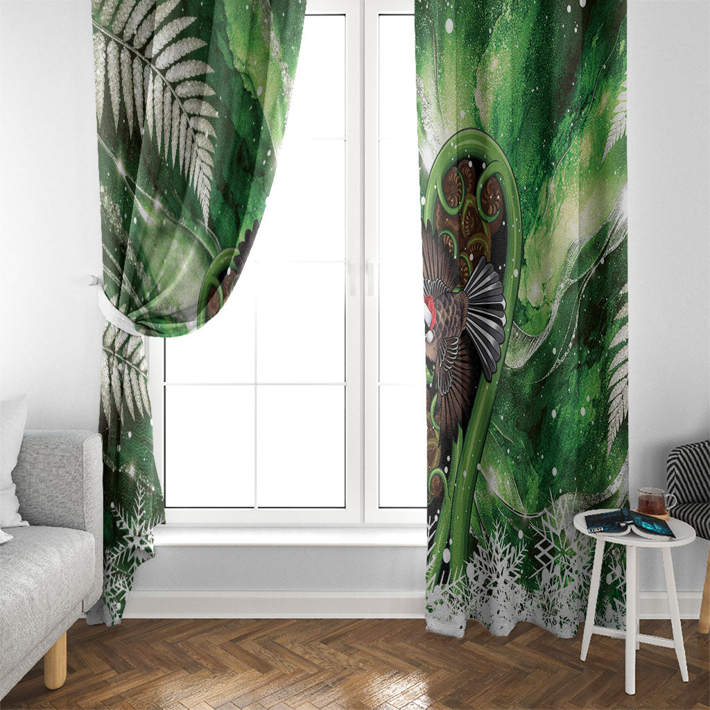 Piwakawaka New Zealand Christmas In July Window Curtain NZ Aroha Koru Fern Marble Vibes LT14 - Polynesian Pride