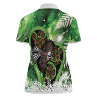 Piwakawaka New Zealand Christmas In July Women Polo Shirt NZ Aroha Koru Fern Marble Vibes LT14 - Polynesian Pride