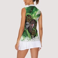 Piwakawaka New Zealand Christmas In July Women Sleeveless Polo Shirt NZ Aroha Koru Fern Marble Vibes LT14 - Polynesian Pride