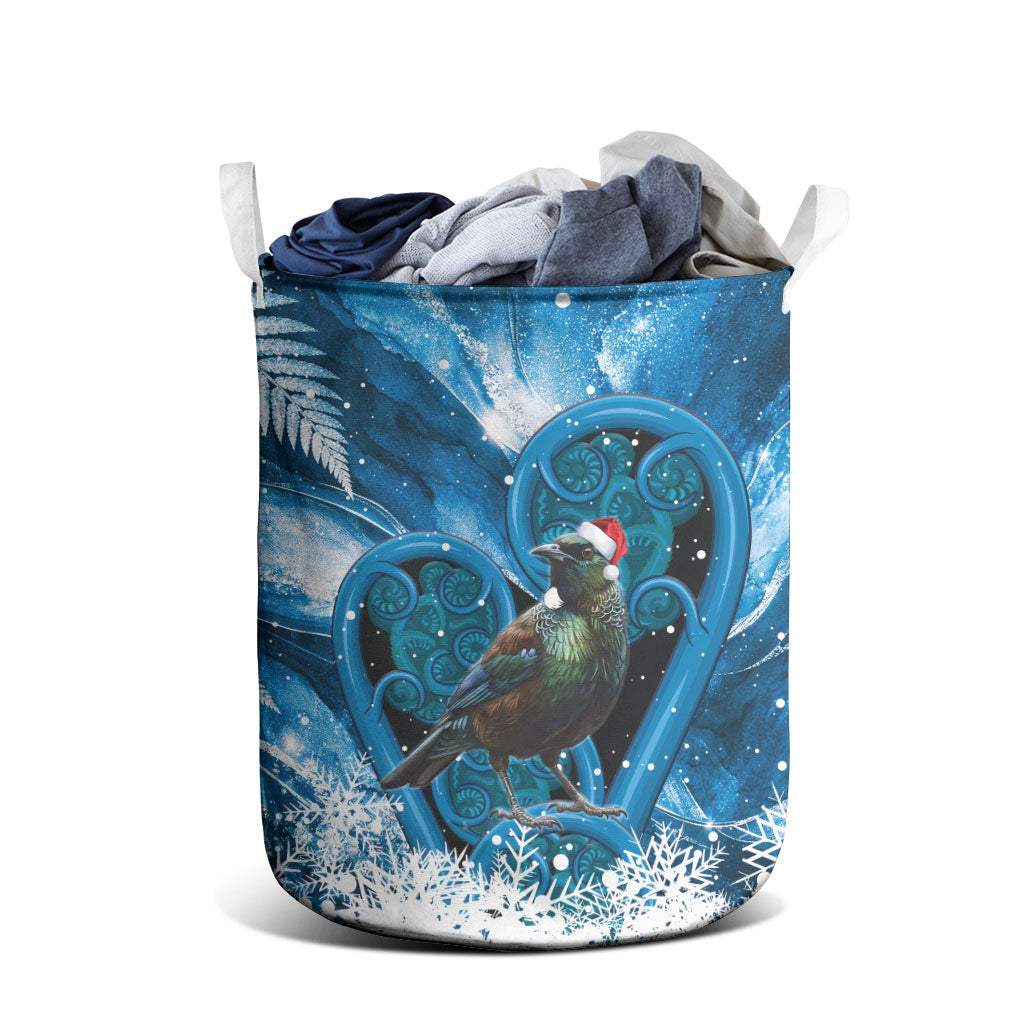 Tui Bird New Zealand Christmas In July Laundry Basket NZ Aroha Koru Fern Marble Vibes LT14 - Polynesian Pride