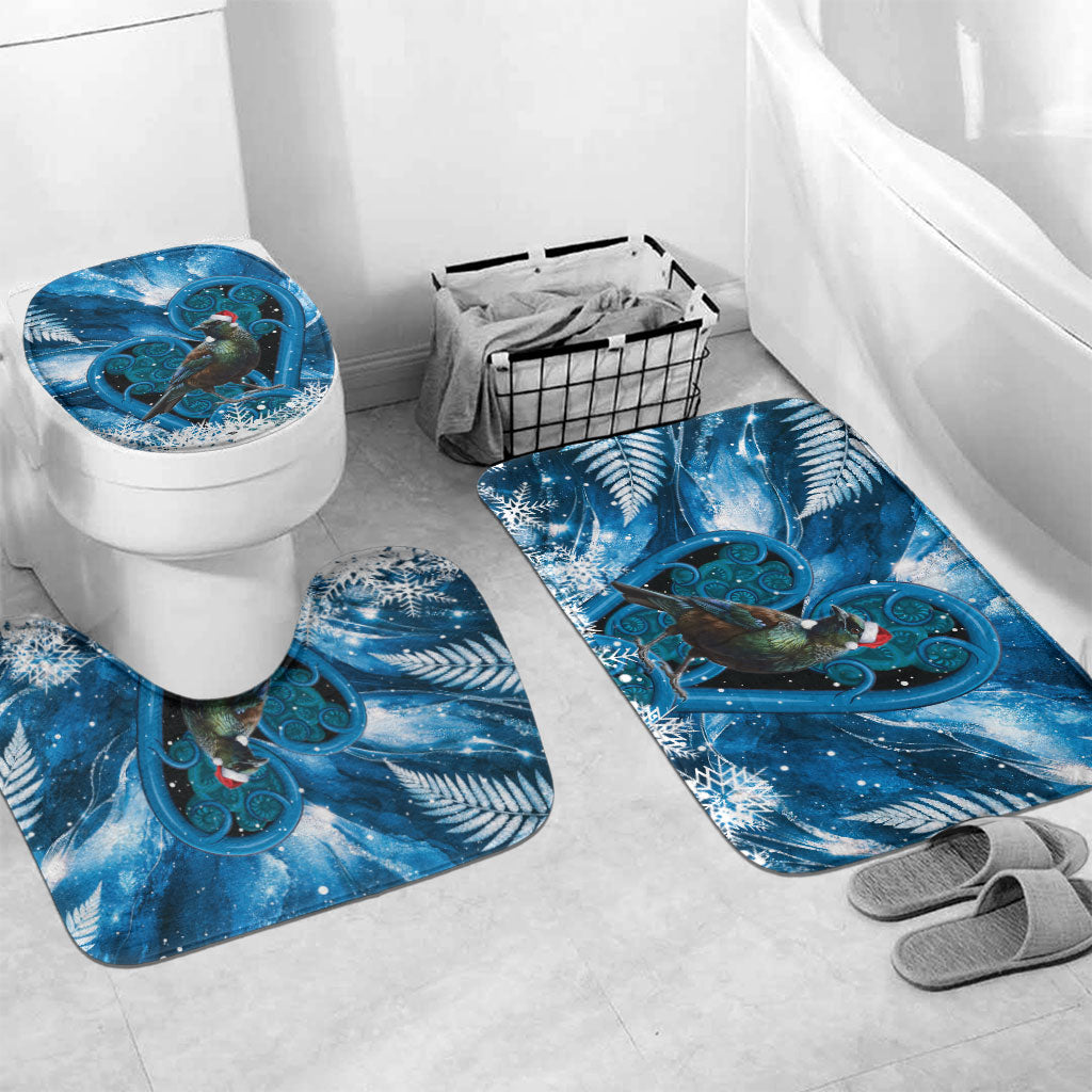 Tui Bird New Zealand Christmas In July Bathroom Set NZ Aroha Koru Fern Marble Vibes LT14 Mat Set Only (3 pcs) One Size Blue - Polynesian Pride