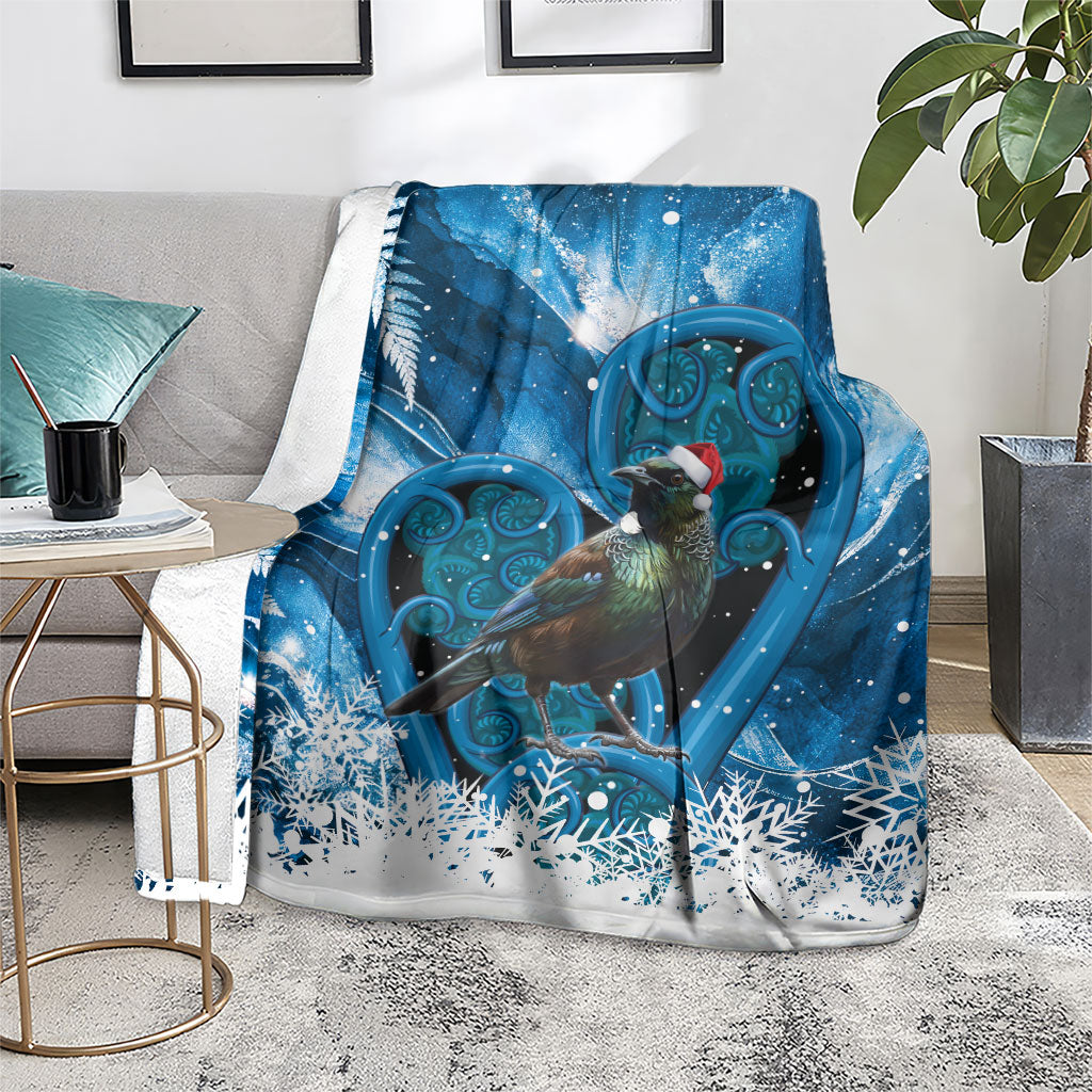 Tui Bird New Zealand Christmas In July Blanket NZ Aroha Koru Fern Marble Vibes LT14 - Polynesian Pride