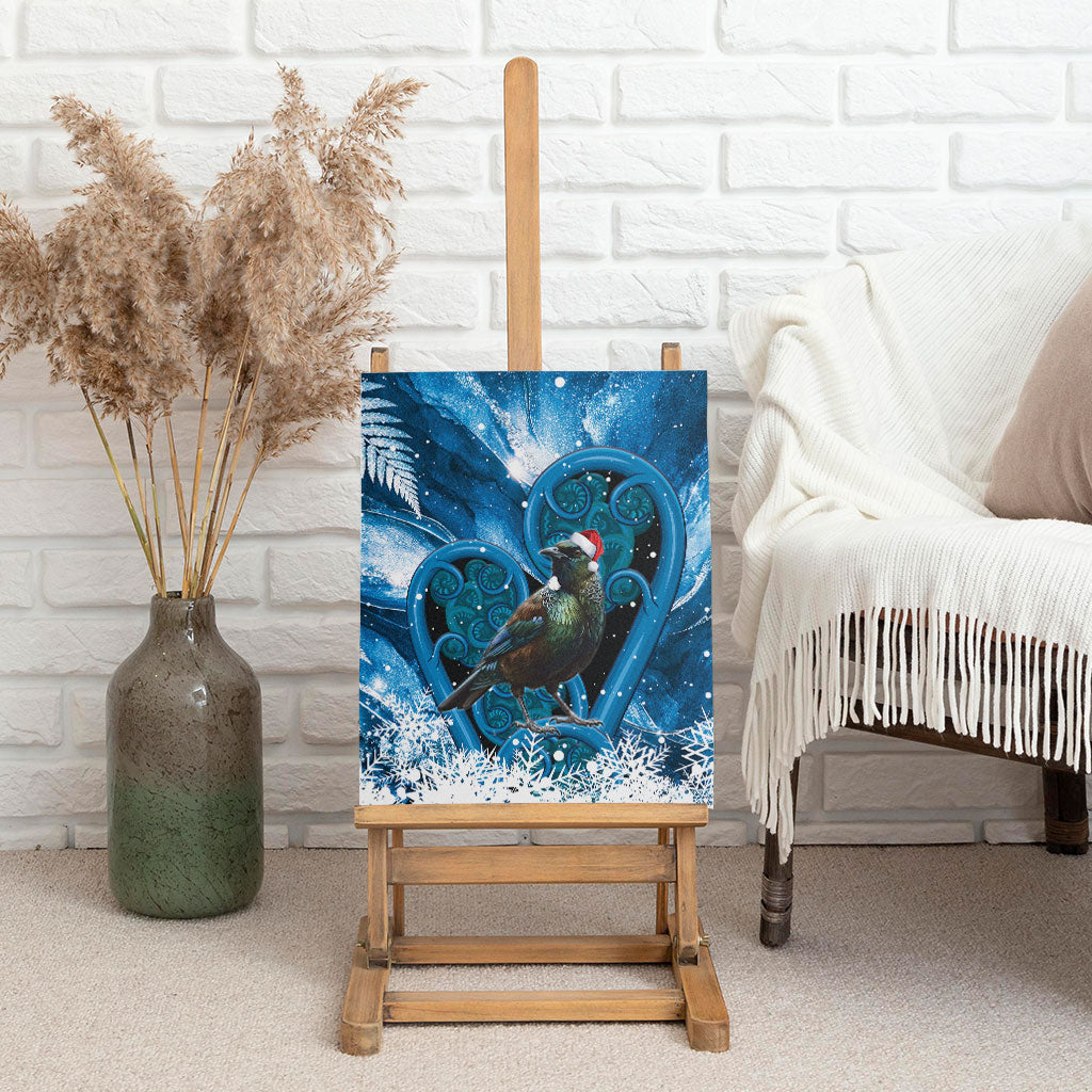 Tui Bird New Zealand Christmas In July Canvas Wall Art NZ Aroha Koru Fern Marble Vibes LT14 - Polynesian Pride