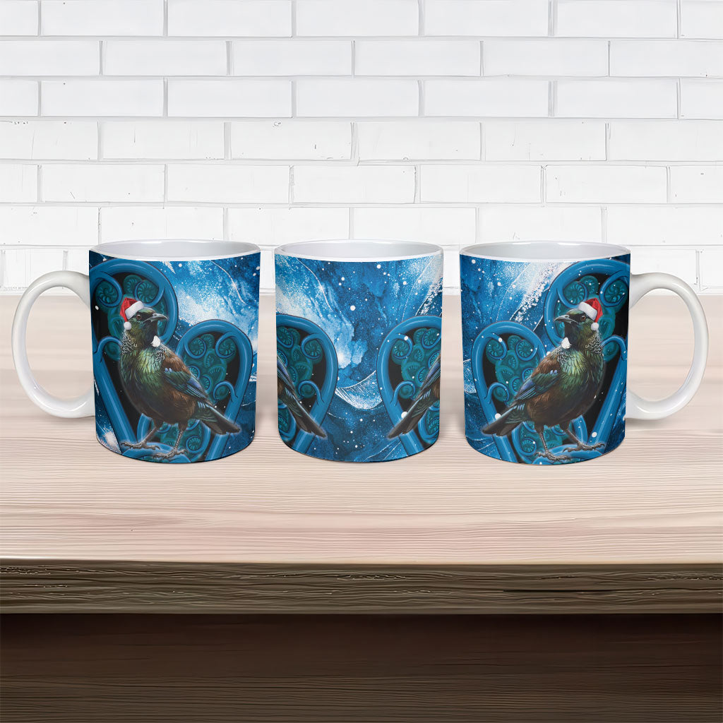 Tui Bird New Zealand Christmas In July Ceramic Mug NZ Aroha Koru Fern Marble Vibes LT14 - Polynesian Pride