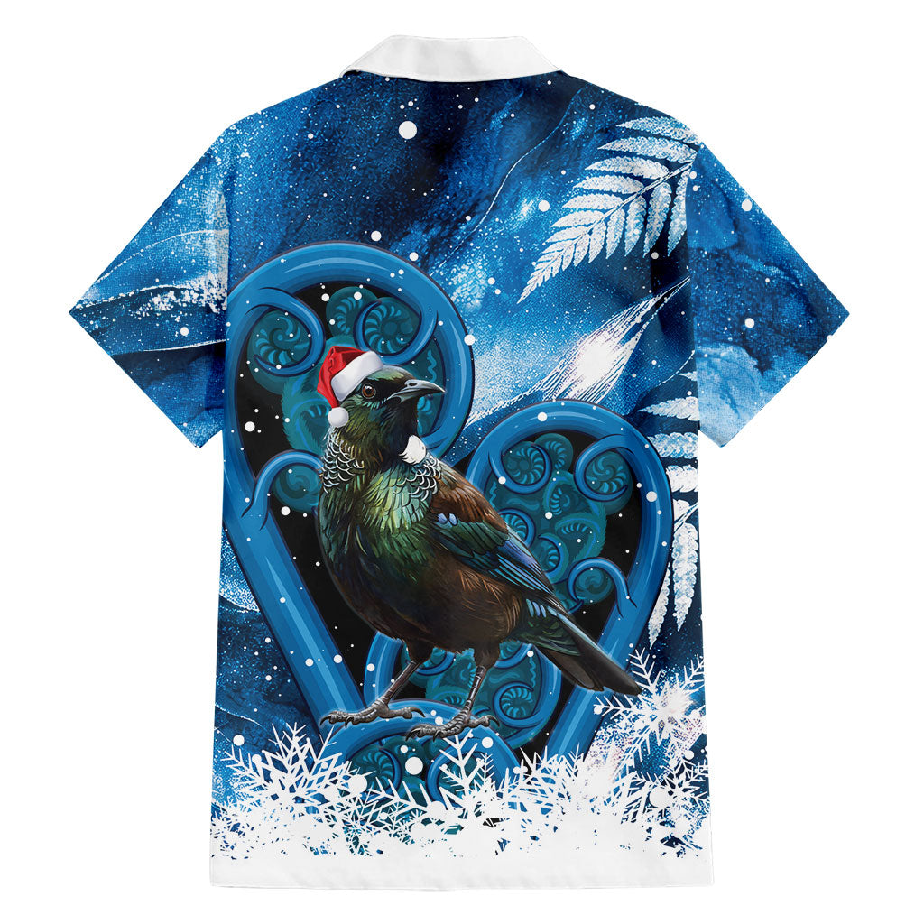 Tui Bird New Zealand Christmas In July Family Matching Long Sleeve Bodycon Dress and Hawaiian Shirt NZ Aroha Koru Fern Marble Vibes LT14 - Polynesian Pride