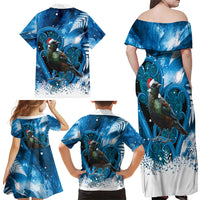Tui Bird New Zealand Christmas In July Family Matching Off Shoulder Maxi Dress and Hawaiian Shirt NZ Aroha Koru Fern Marble Vibes LT14 - Polynesian Pride