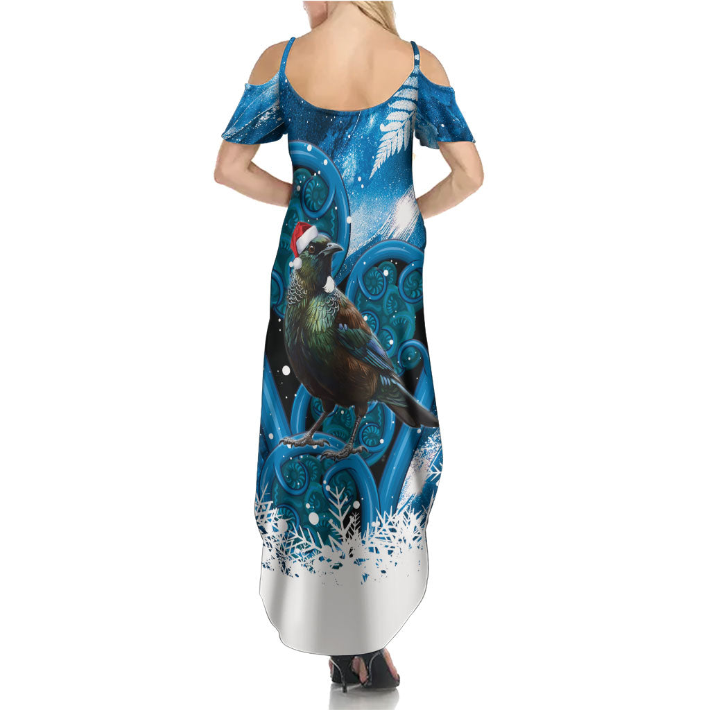 Tui Bird New Zealand Christmas In July Family Matching Summer Maxi Dress and Hawaiian Shirt NZ Aroha Koru Fern Marble Vibes LT14 - Polynesian Pride