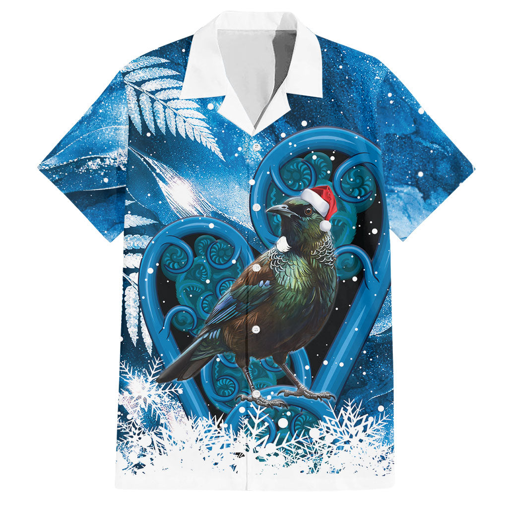 Tui Bird New Zealand Christmas In July Hawaiian Shirt NZ Aroha Koru Fern Marble Vibes LT14 Blue - Polynesian Pride