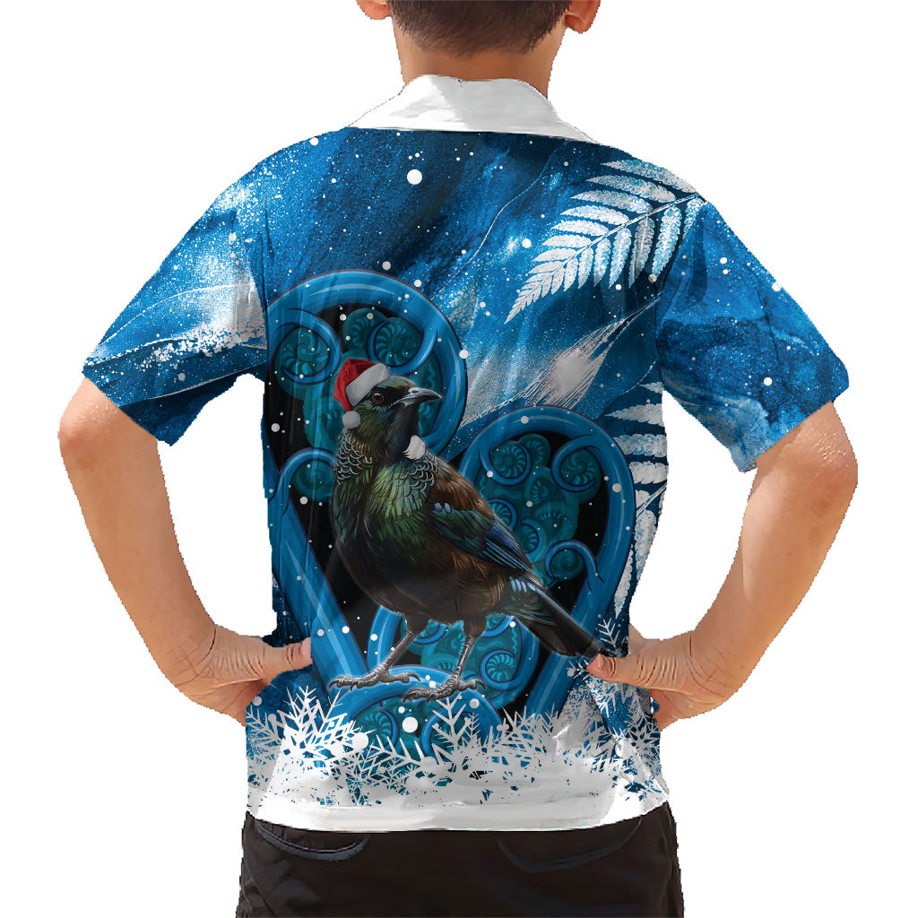 Tui Bird New Zealand Christmas In July Kid Hawaiian Shirt NZ Aroha Koru Fern Marble Vibes LT14 - Polynesian Pride