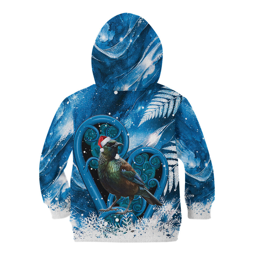 Tui Bird New Zealand Christmas In July Kid Hoodie NZ Aroha Koru Fern Marble Vibes LT14 - Polynesian Pride