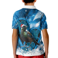 Tui Bird New Zealand Christmas In July Kid Polo Shirt NZ Aroha Koru Fern Marble Vibes LT14 - Polynesian Pride