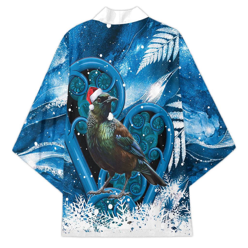 Tui Bird New Zealand Christmas In July Kimono NZ Aroha Koru Fern Marble Vibes LT14 - Polynesian Pride
