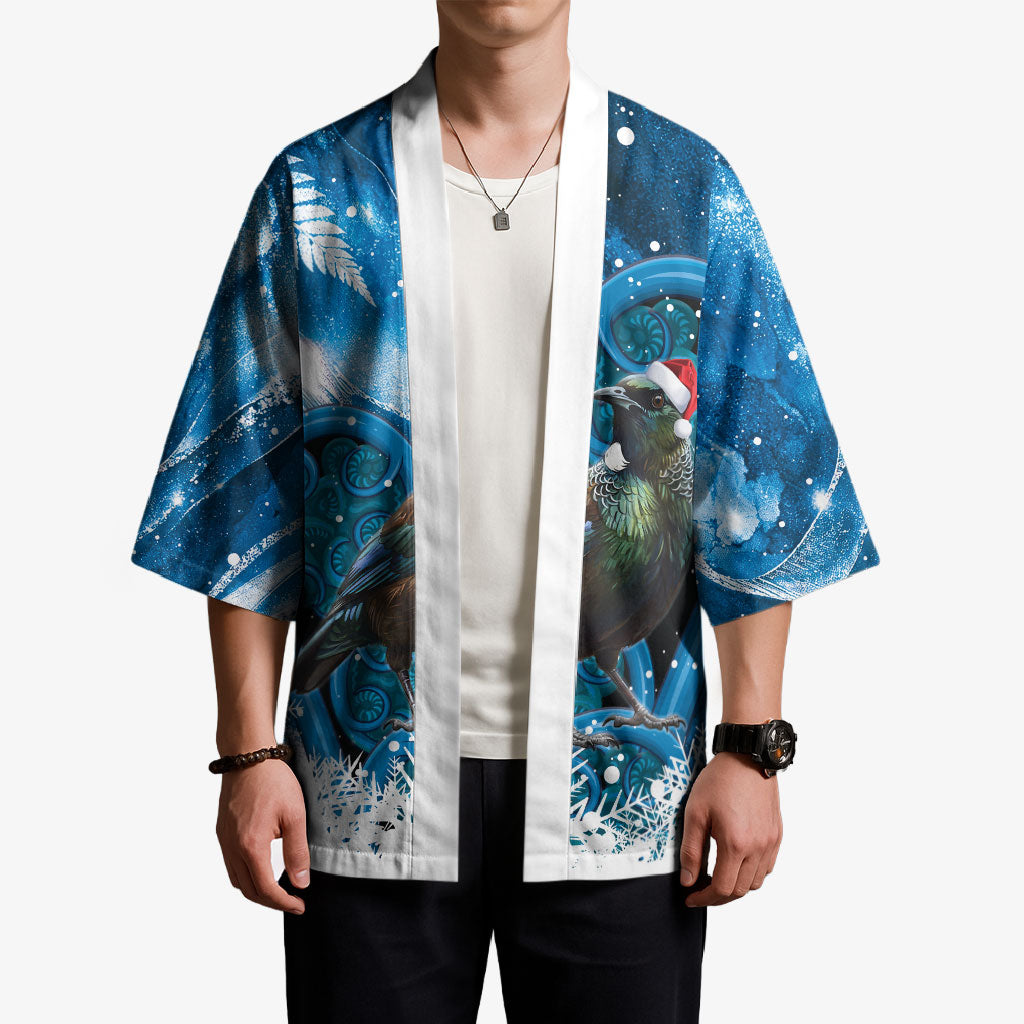 Tui Bird New Zealand Christmas In July Kimono NZ Aroha Koru Fern Marble Vibes LT14 - Polynesian Pride