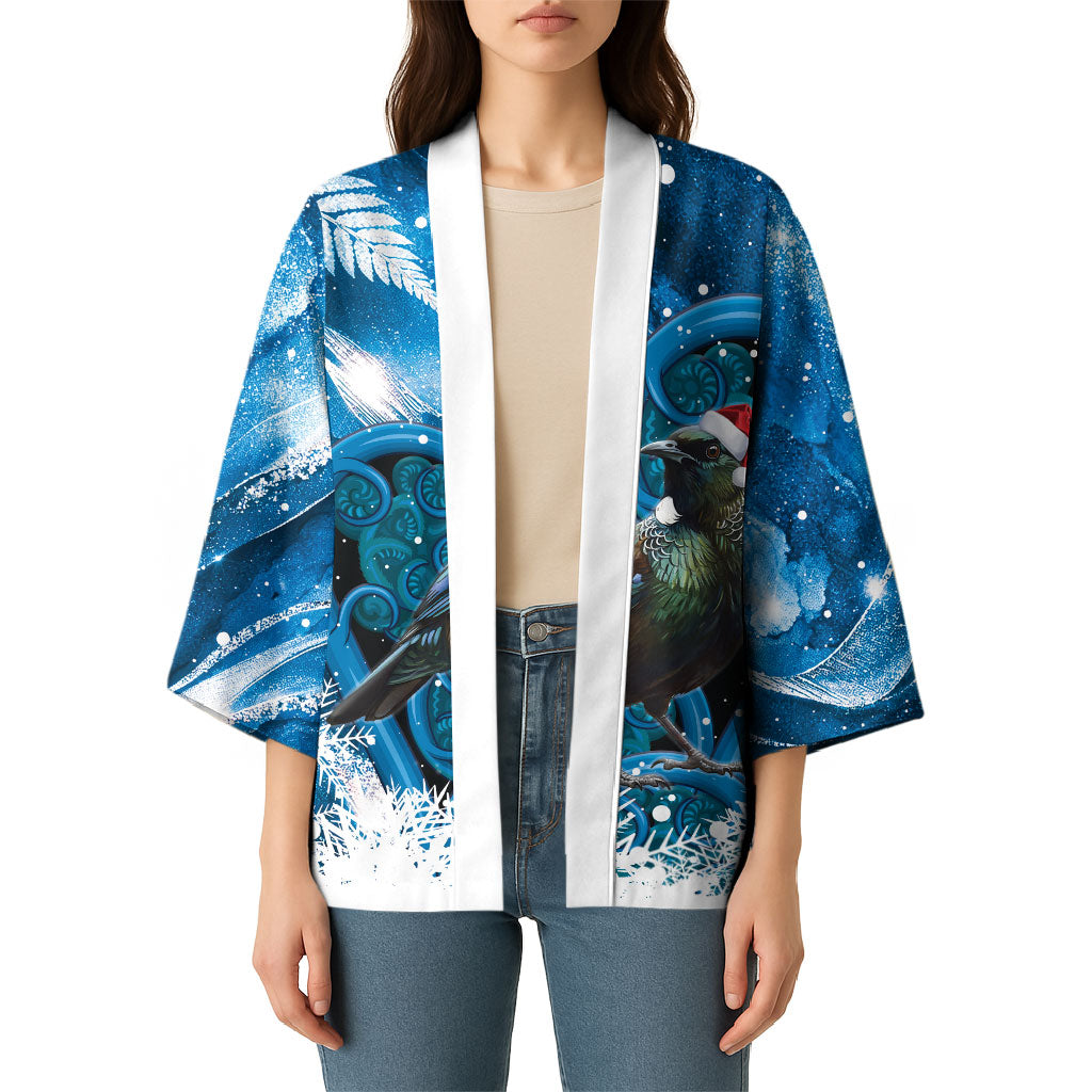Tui Bird New Zealand Christmas In July Kimono NZ Aroha Koru Fern Marble Vibes LT14 - Polynesian Pride