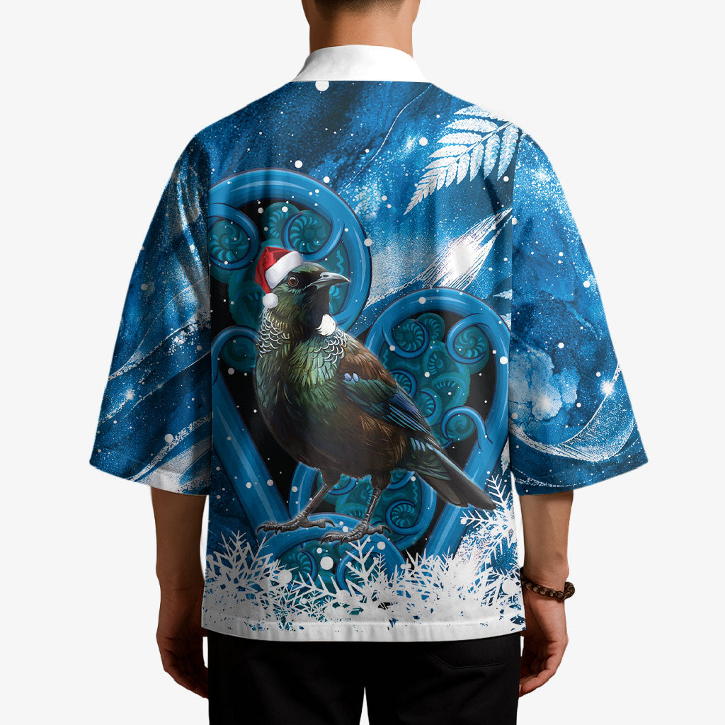 Tui Bird New Zealand Christmas In July Kimono NZ Aroha Koru Fern Marble Vibes LT14 - Polynesian Pride