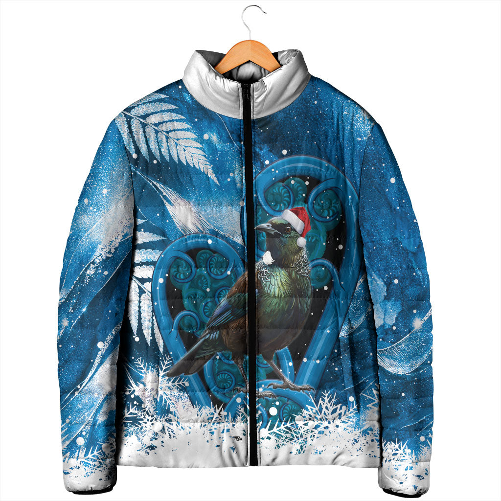 Tui Bird New Zealand Christmas In July Padded Jacket NZ Aroha Koru Fern Marble Vibes LT14 - Polynesian Pride