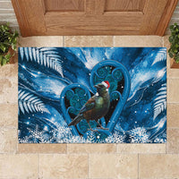 Tui Bird New Zealand Christmas In July Rubber Doormat NZ Aroha Koru Fern Marble Vibes LT14 Blue - Polynesian Pride