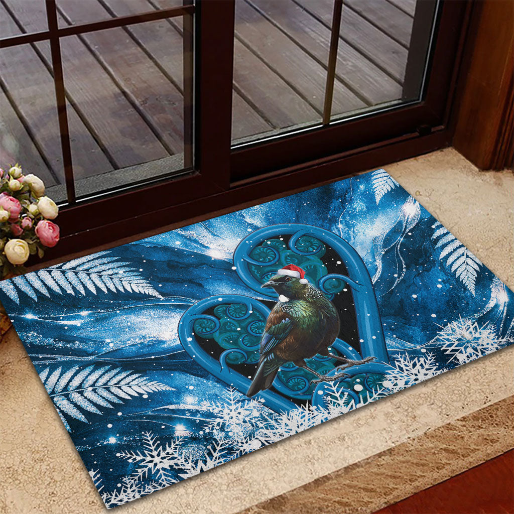 Tui Bird New Zealand Christmas In July Rubber Doormat NZ Aroha Koru Fern Marble Vibes LT14 - Polynesian Pride