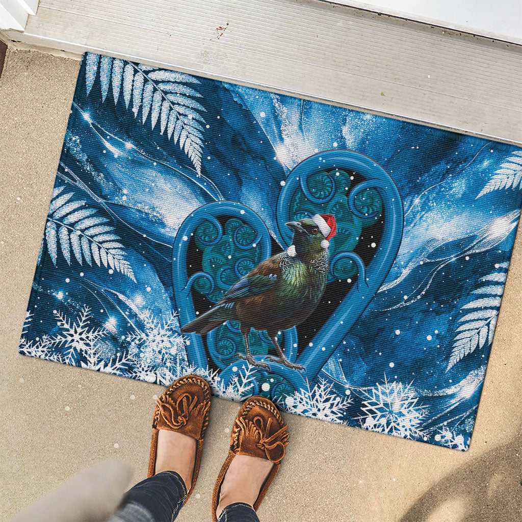 Tui Bird New Zealand Christmas In July Rubber Doormat NZ Aroha Koru Fern Marble Vibes LT14 - Polynesian Pride