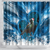 Tui Bird New Zealand Christmas In July Shower Curtain NZ Aroha Koru Fern Marble Vibes LT14 - Polynesian Pride