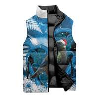 Tui Bird New Zealand Christmas In July Sleeveless Puffer Jacket NZ Aroha Koru Fern Marble Vibes LT14 - Polynesian Pride