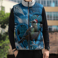 Tui Bird New Zealand Christmas In July Sleeveless Puffer Jacket NZ Aroha Koru Fern Marble Vibes LT14 - Polynesian Pride