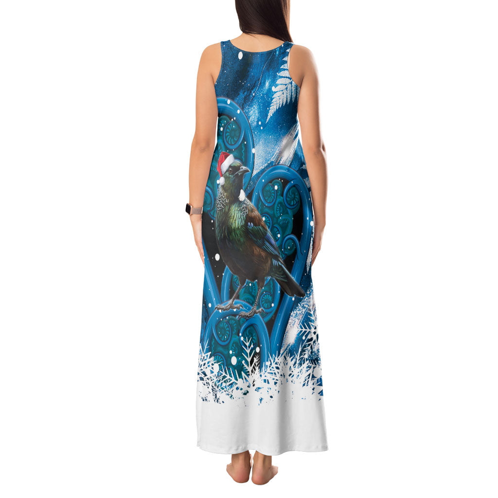 Tui Bird New Zealand Christmas In July Tank Maxi Dress NZ Aroha Koru Fern Marble Vibes LT14 - Polynesian Pride
