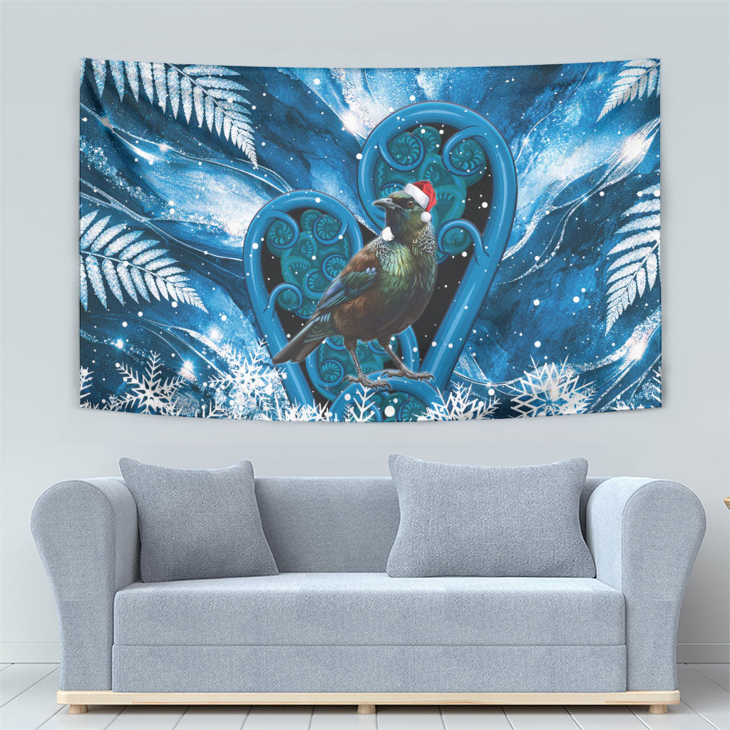 Tui Bird New Zealand Christmas In July Tapestry NZ Aroha Koru Fern Marble Vibes LT14 - Polynesian Pride