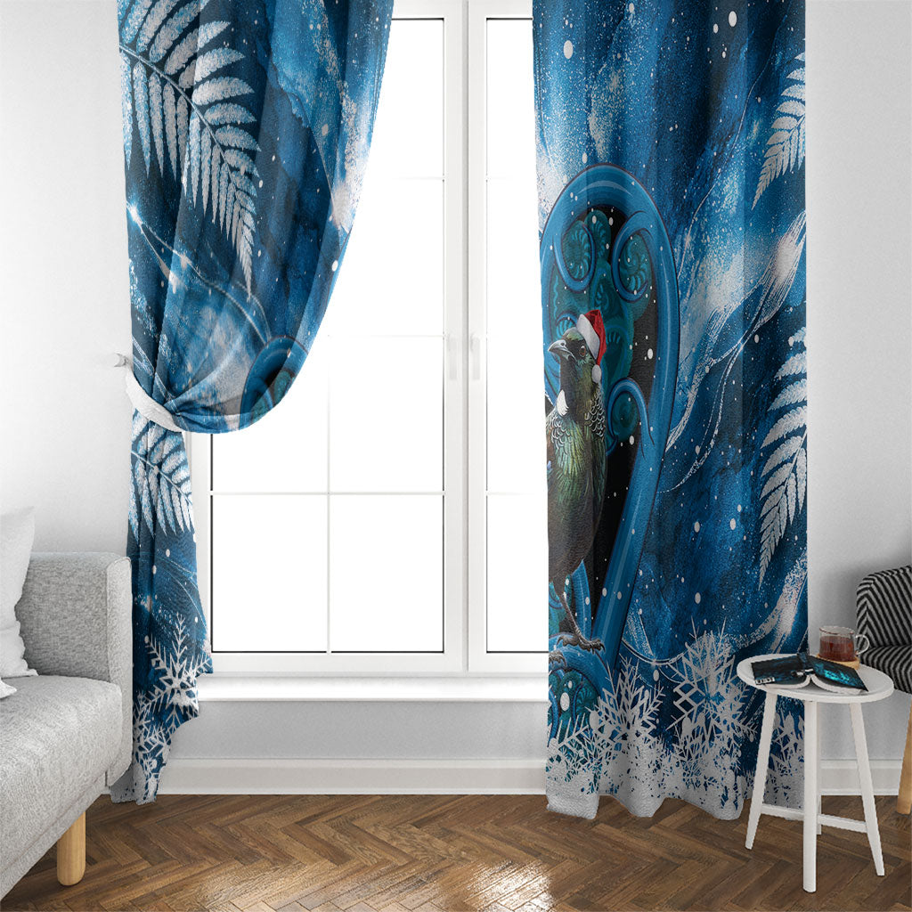 Tui Bird New Zealand Christmas In July Window Curtain NZ Aroha Koru Fern Marble Vibes LT14 - Polynesian Pride