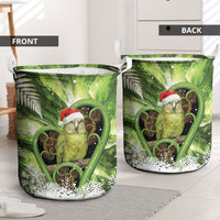 Kakapo New Zealand Christmas In July Laundry Basket NZ Aroha Koru Fern Marble Vibes LT14 - Polynesian Pride