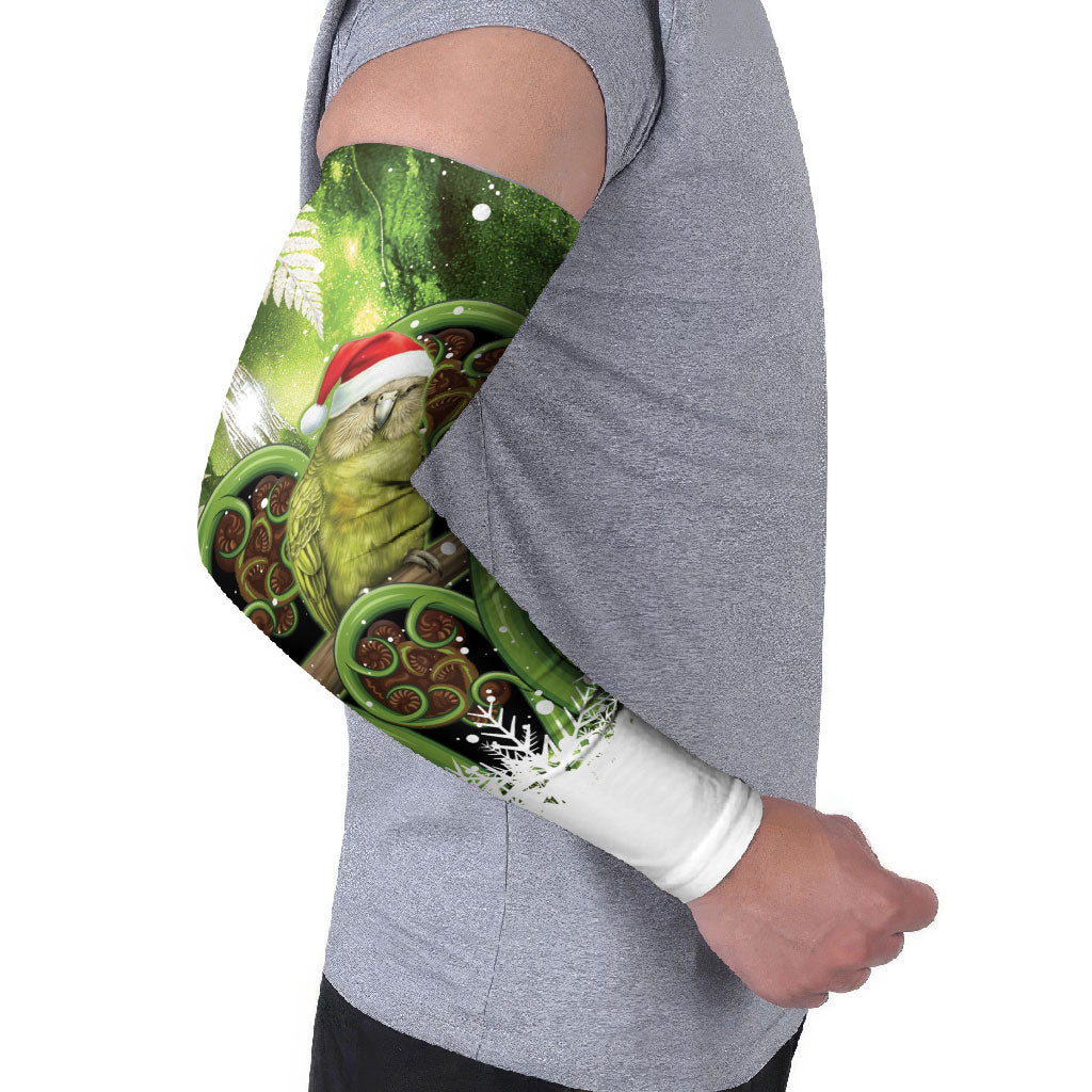 Kakapo New Zealand Christmas In July Arm Sleeves NZ Aroha Koru Fern Marble Vibes LT14 - Polynesian Pride