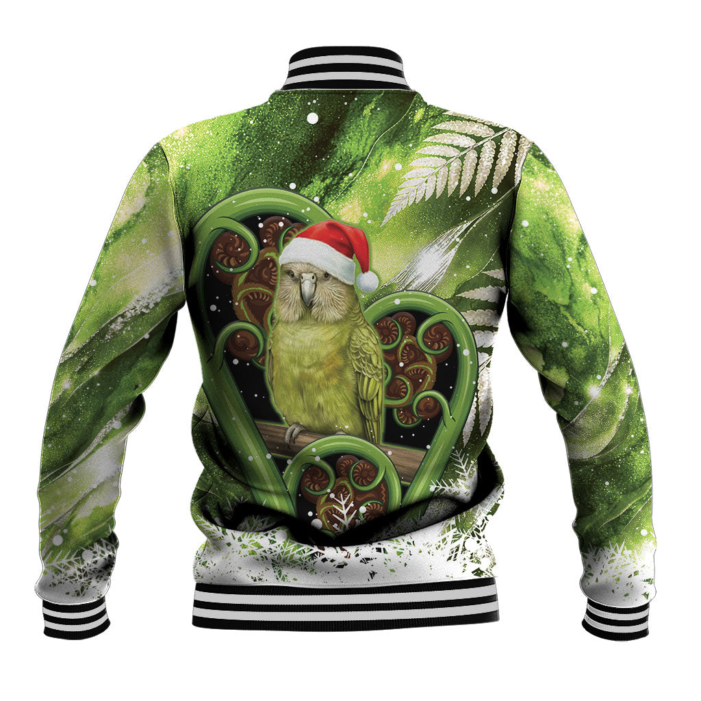 Kakapo New Zealand Christmas In July Baseball Jacket NZ Aroha Koru Fern Marble Vibes LT14 - Polynesian Pride