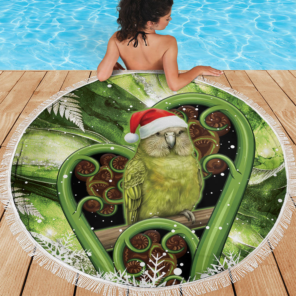 Kakapo New Zealand Christmas In July Beach Blanket NZ Aroha Koru Fern Marble Vibes LT14 - Polynesian Pride