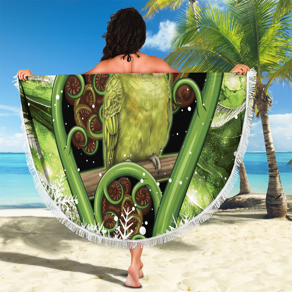 Kakapo New Zealand Christmas In July Beach Blanket NZ Aroha Koru Fern Marble Vibes LT14 - Polynesian Pride